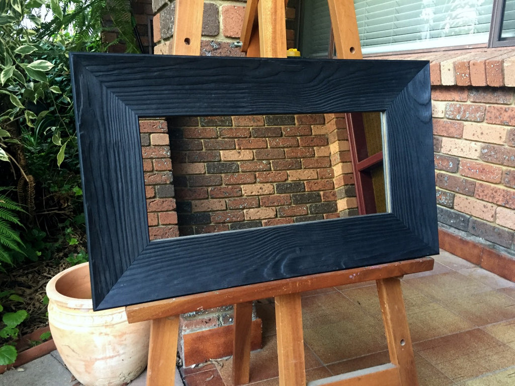 Bold Grain Black Curve Wood Frame Mirror