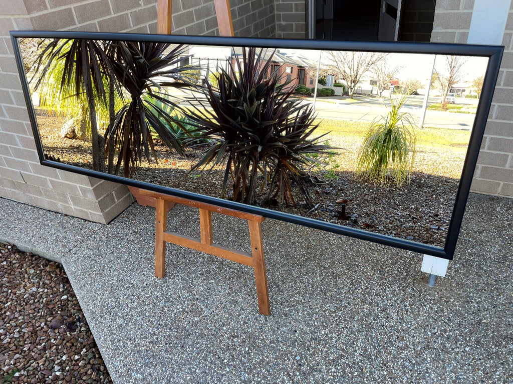 Compact Full Length Black Wooden Framed Mirror