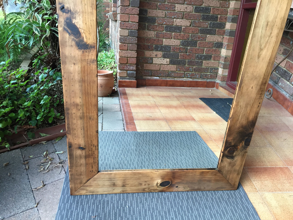 Bold Rustic Pine Wide Timber Framed Wall Mirror