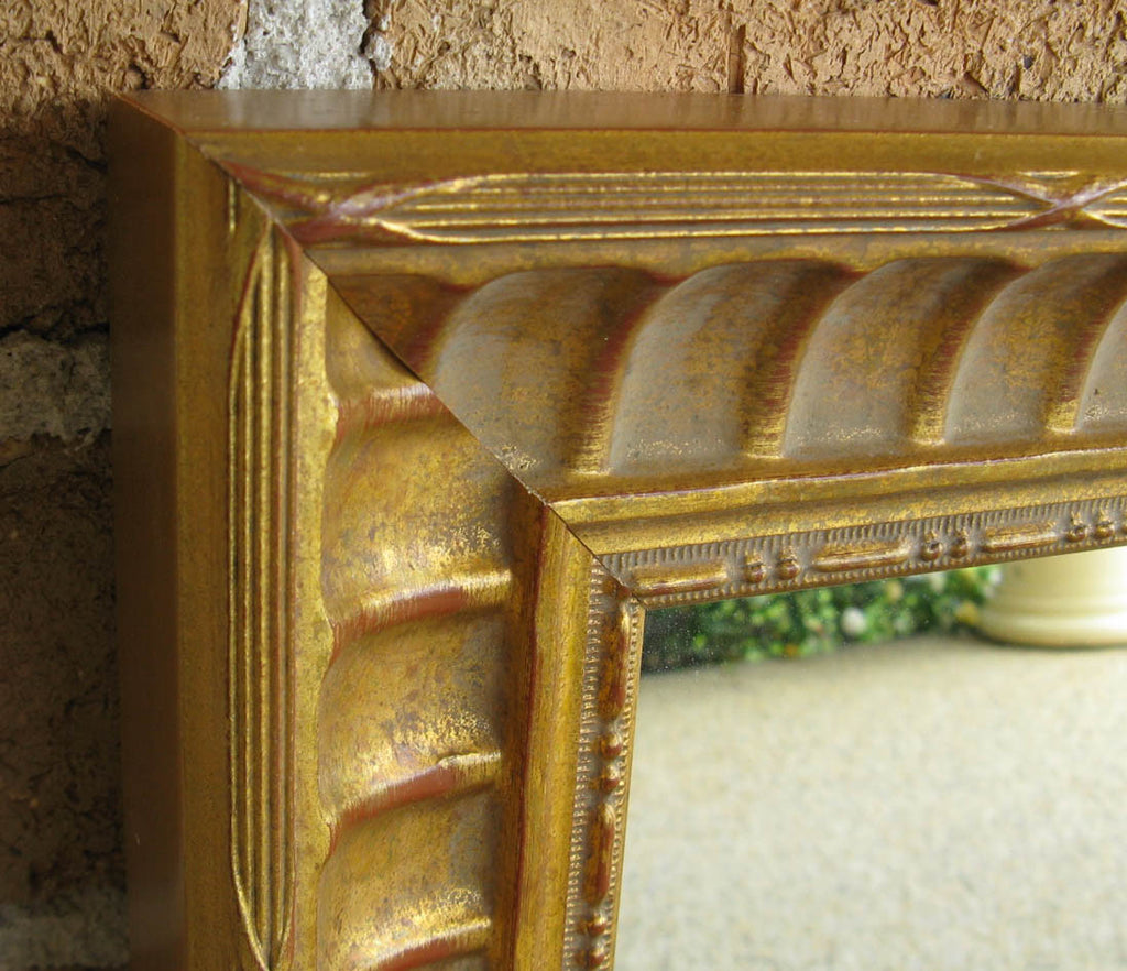 Antique Look Gold Ornate Ribbed Timber Framed Wall Mirror