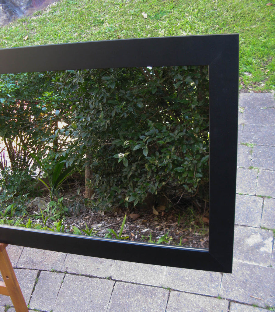 Plain Matt Black Timber Framed Wall Mirror