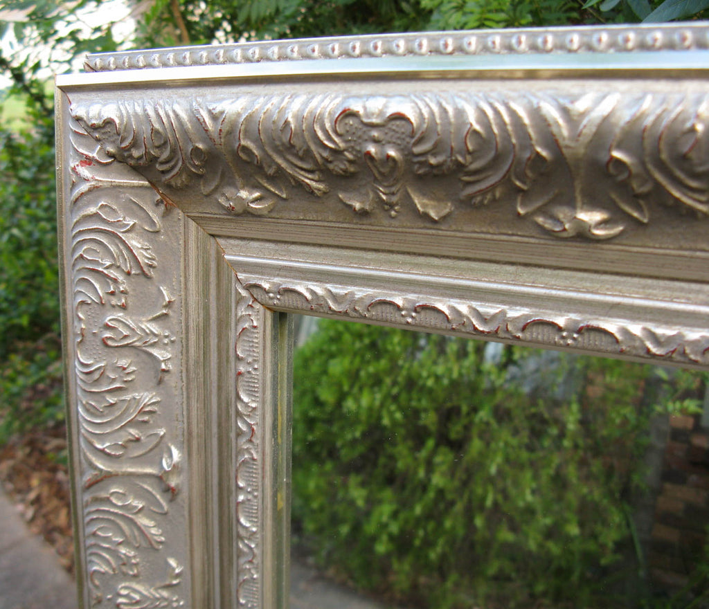 Beautiful Antique Style Aged Silver Timber Framed Wall Mirror