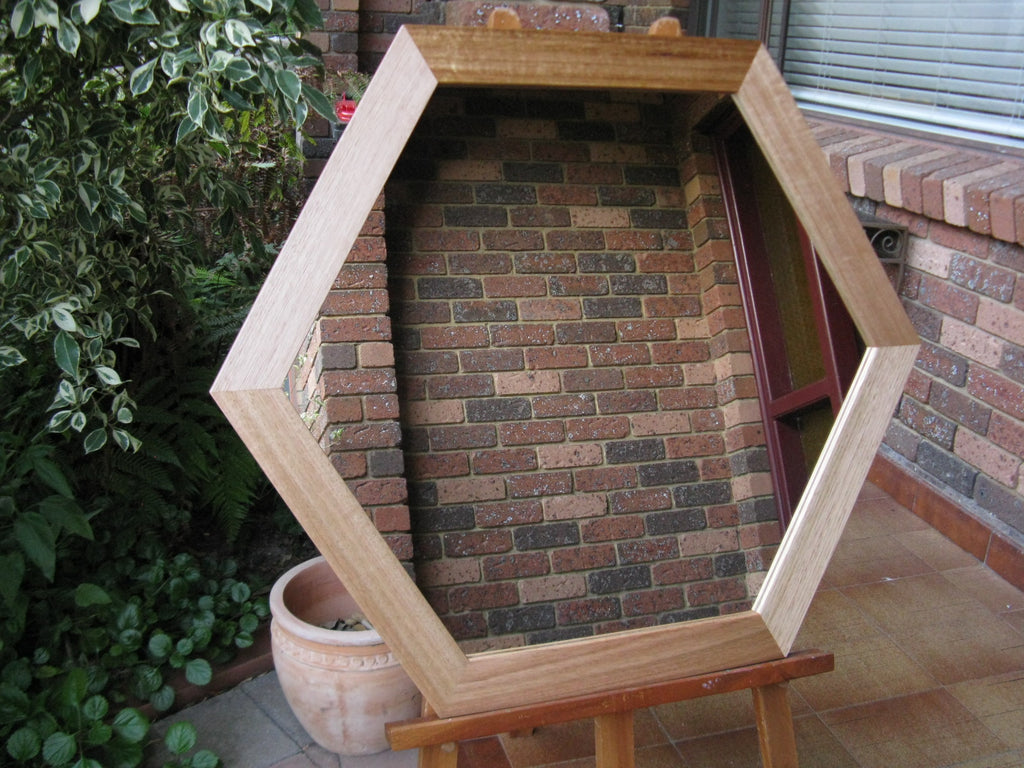 Australian Hardwood Solid Tas Oak Hexagon Shaped Wall Mirror