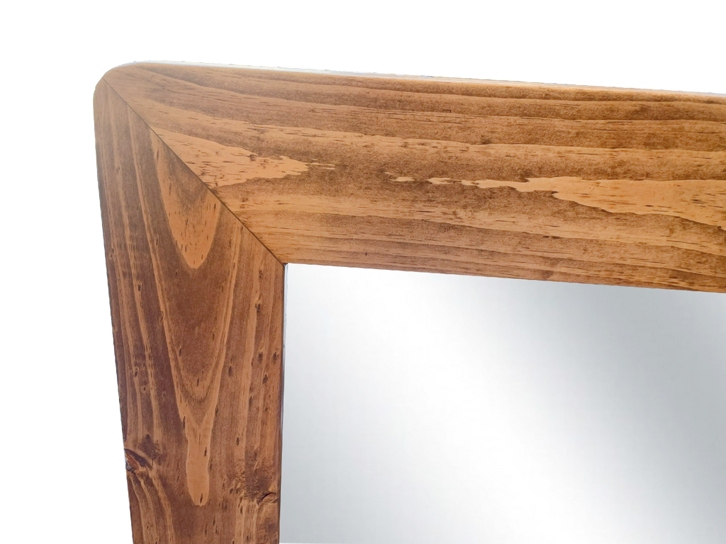 Rustic Stained Pine Framed Wall Mirror