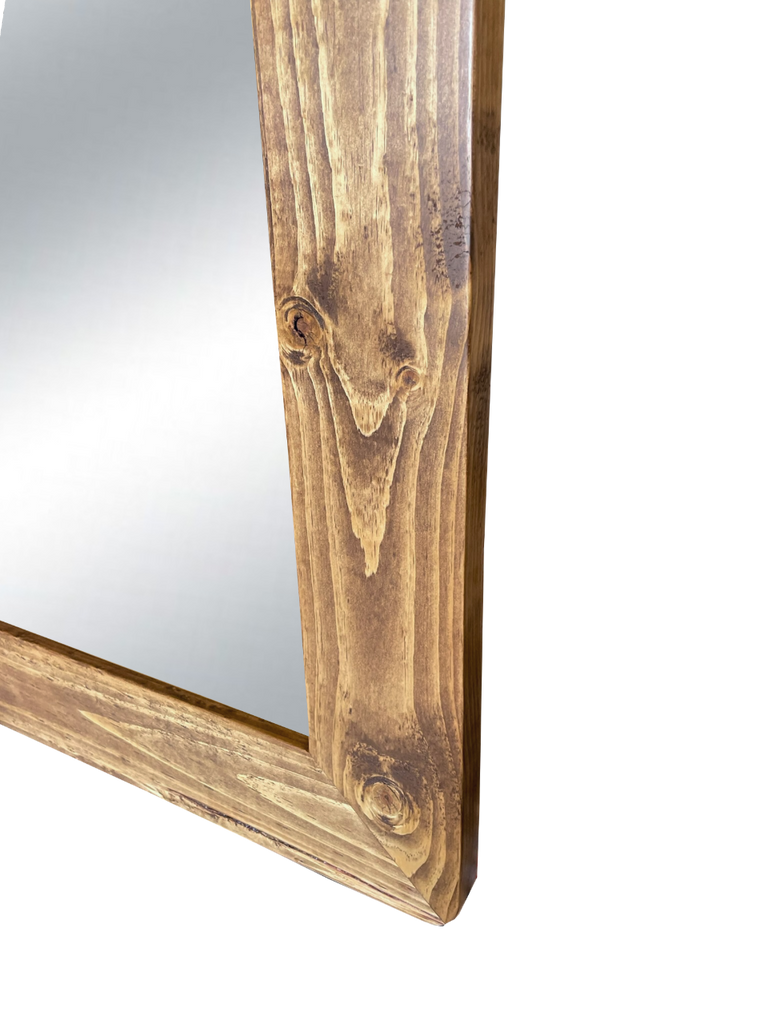 Rustic Stained Pine Framed Wall Mirror