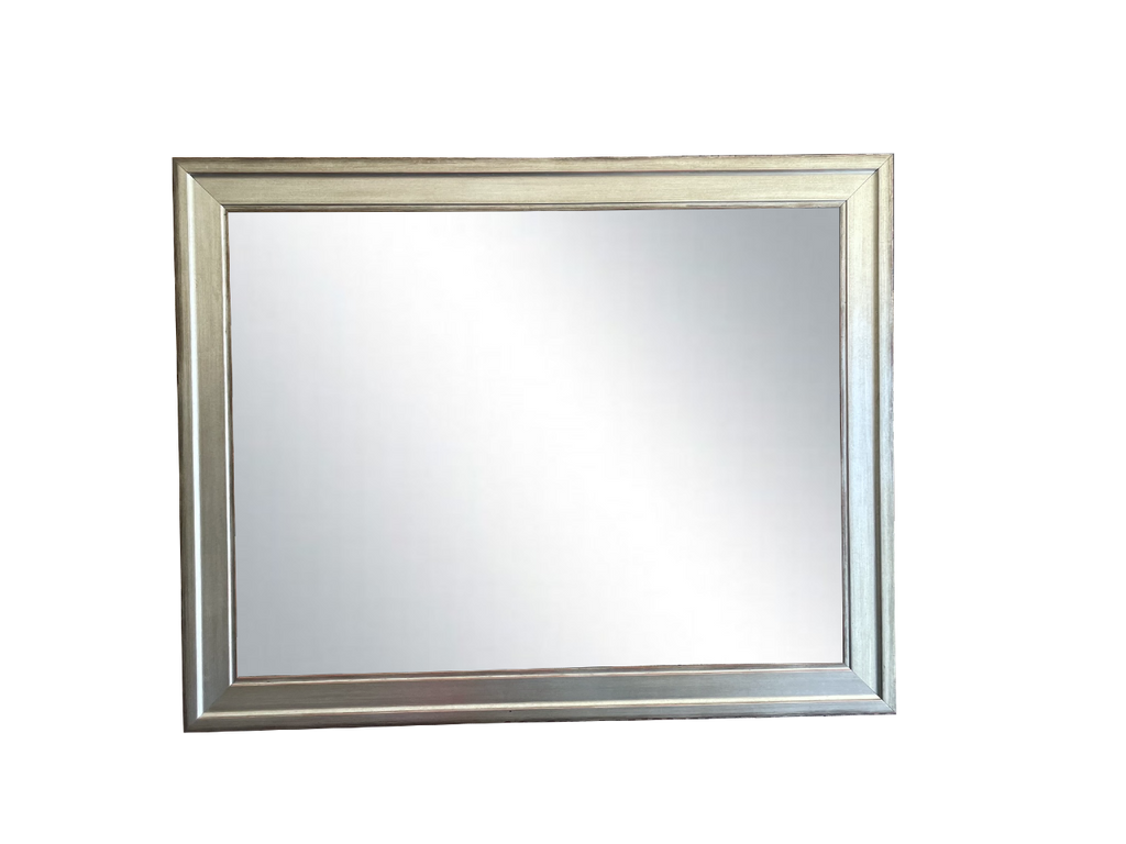 Industrial Style Aged Silver Finish Framed Mirror