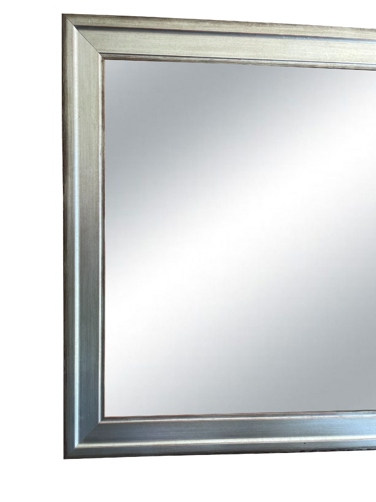Industrial Style Aged Silver Finish Framed Mirror
