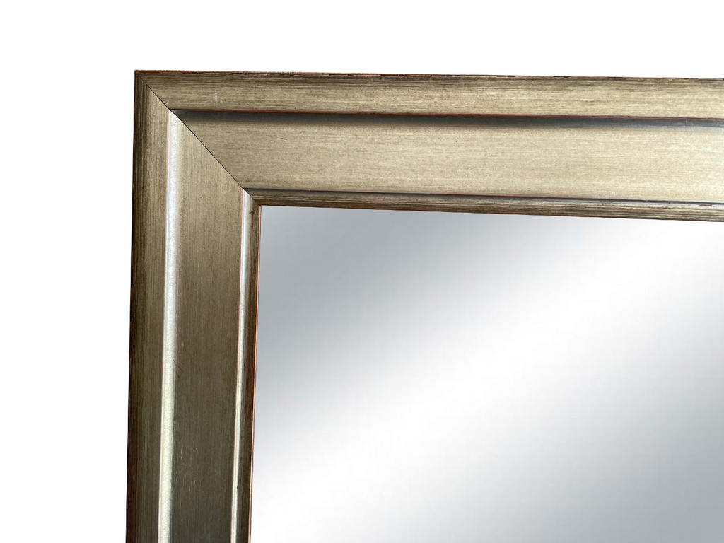 Industrial Style Aged Silver Finish Framed Mirror