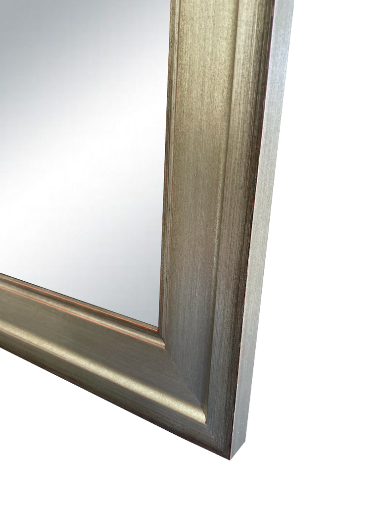 Industrial Style Aged Silver Finish Framed Mirror