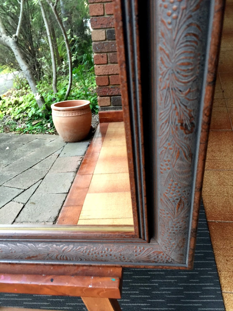 Sale Item Victorian Era Embossed Wood Mirror 75x61cm