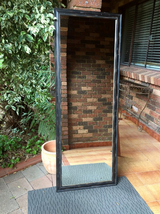 Black Distressed Timber Framed Mirror
