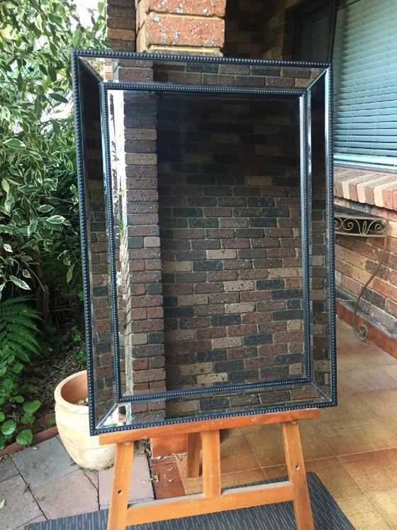 Bevel Glass and Black Beaded Framed Mirror