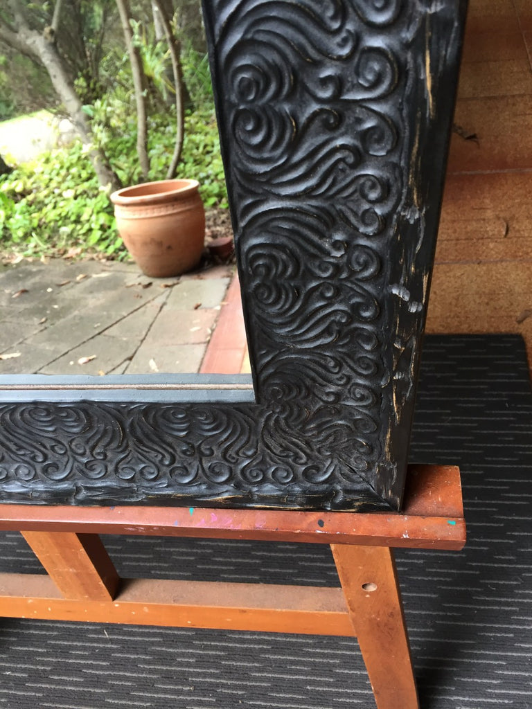 Sale Item Balinese Ornate Black Mirror 53x45cm