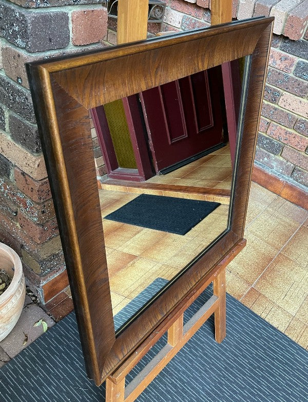 Sale Item Dark Ash Veneer Wood Frame Mirror 60x60cm