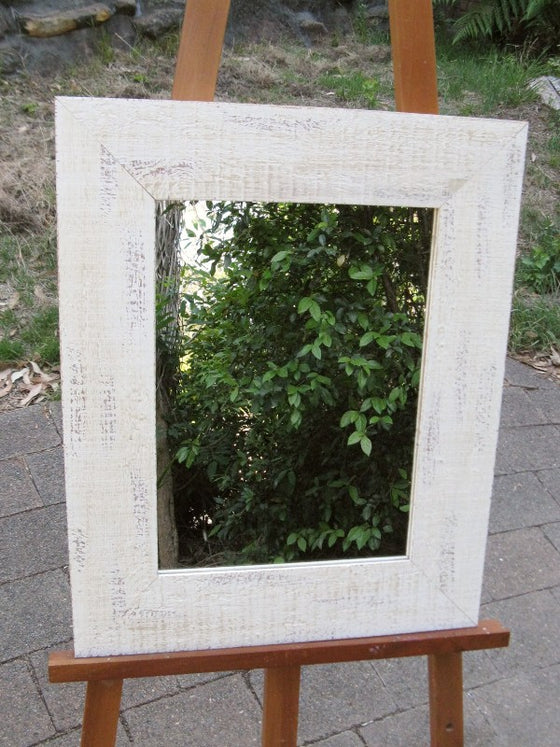 Rustic White Framed Mirror