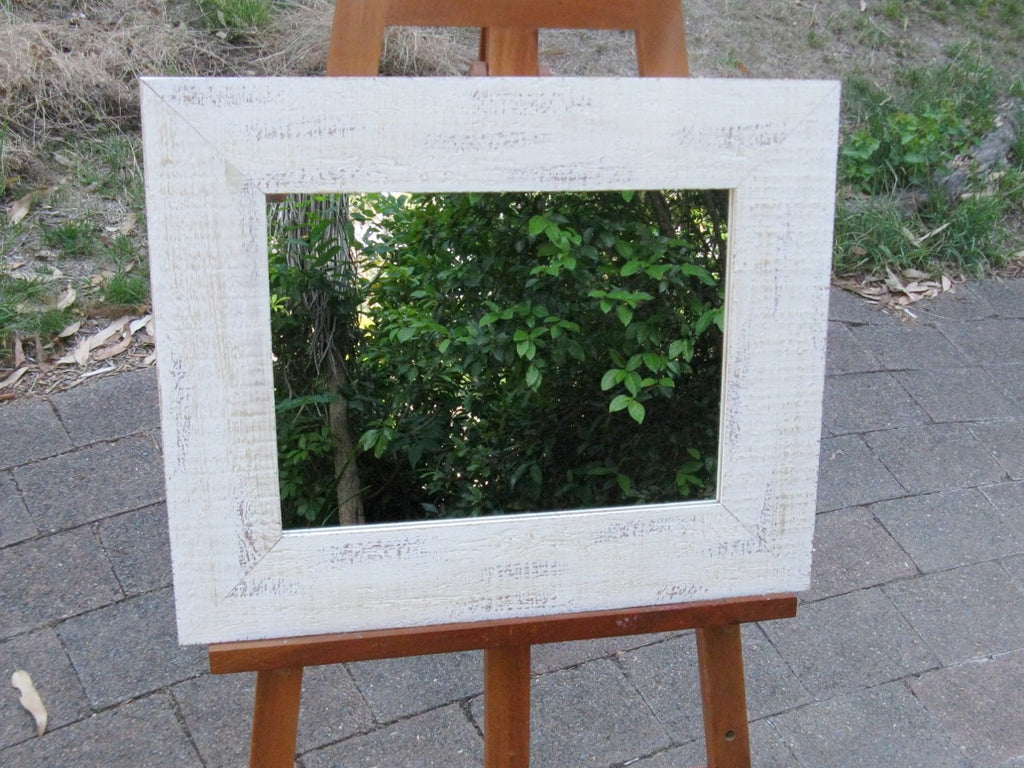 Rustic White Framed Mirror