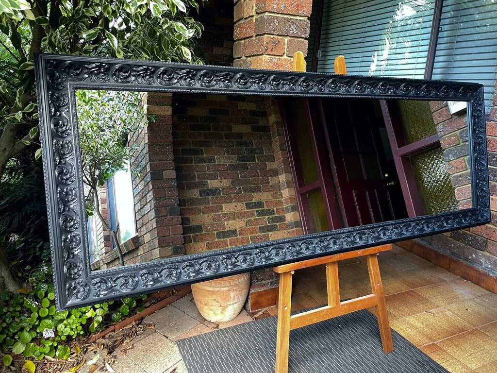 Ornate Black Timber Framed Wall Mirror
