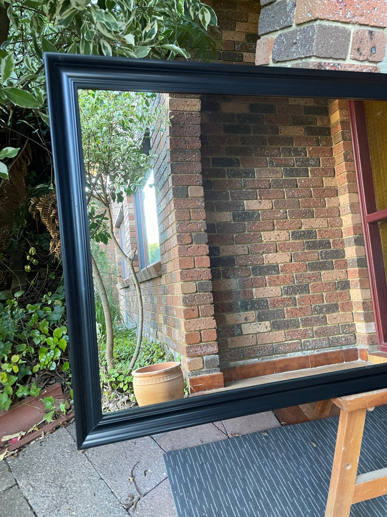 Black Thin Wooden Framed Mirror