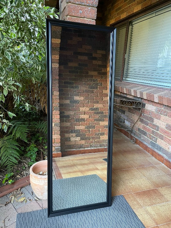 Black Thin Wooden Framed Mirror
