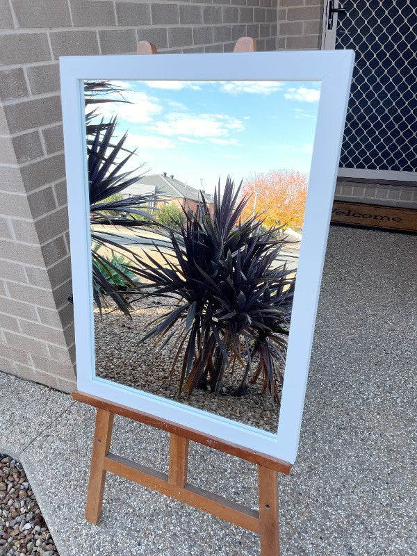 Matt White Chunky Wooden Framed Wall Mirror