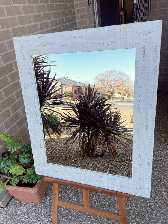 Rustic White Framed Mirror