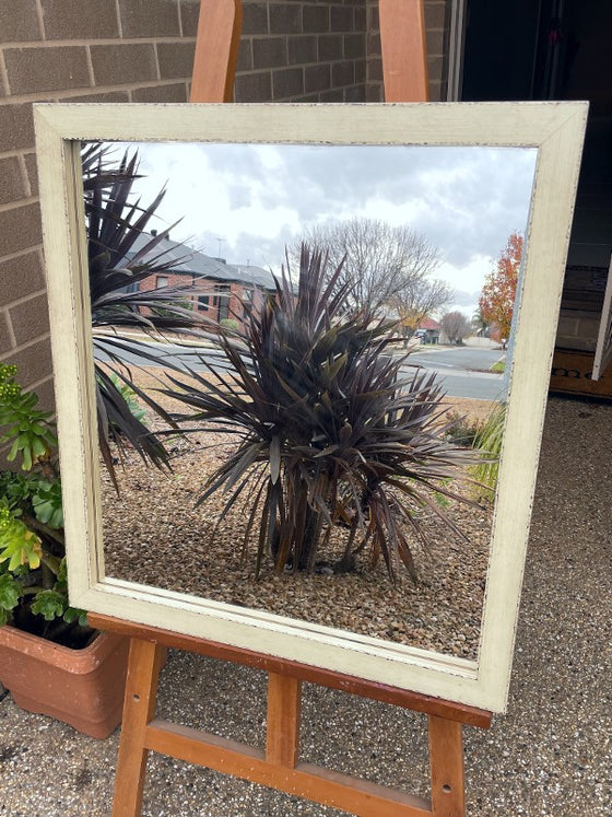 Japanese Inspired Rustic Ivory Timber Framed Mirror