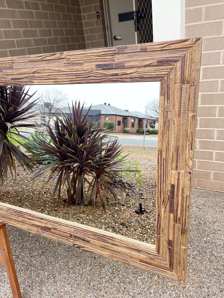 African Inspired Rustic Timber Framed Mirror