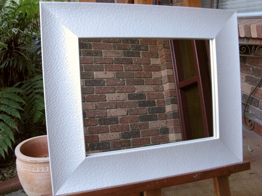 Pearlescent White Dimple Framed Mirror