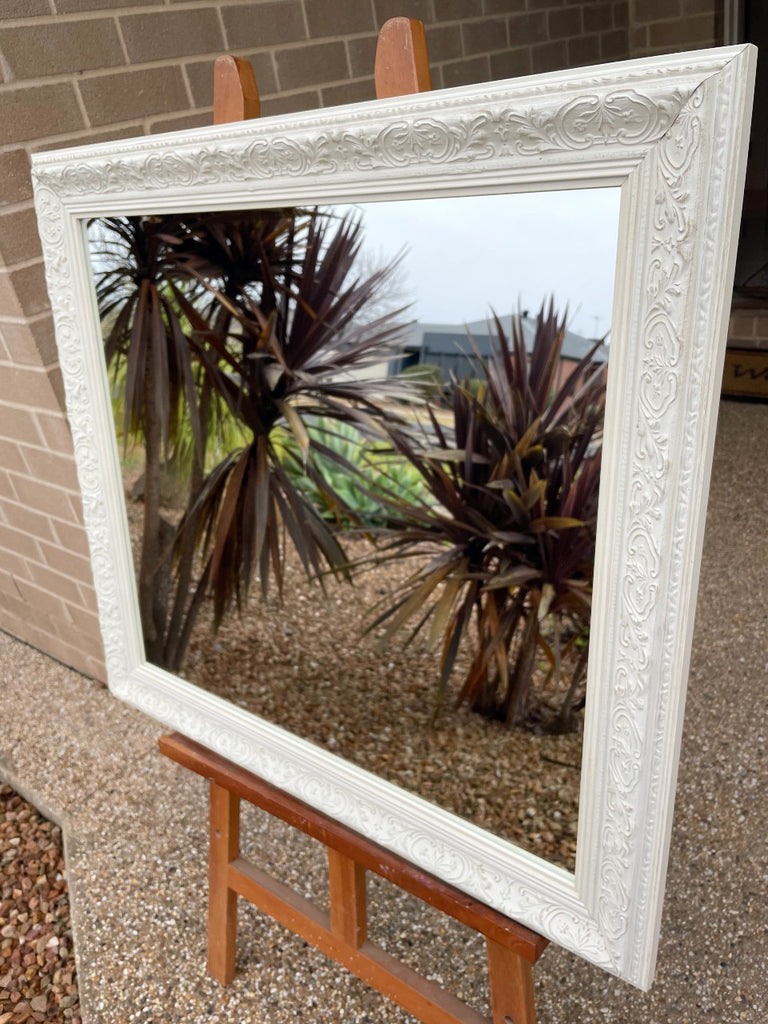 White Ornate Timber Framed Mirror