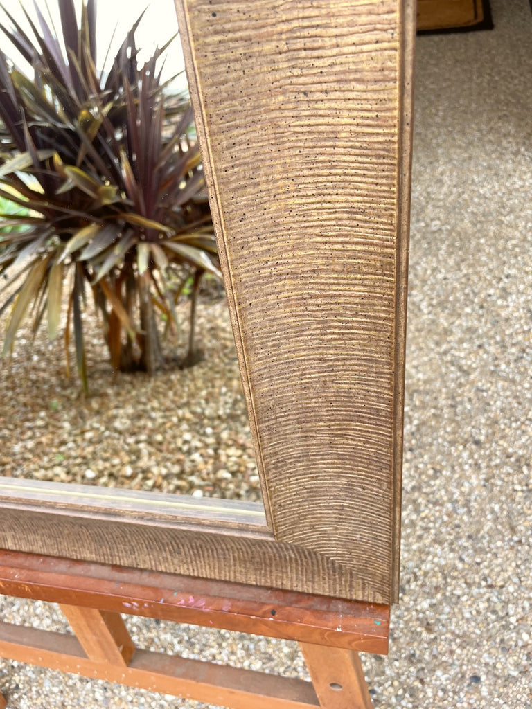 Aged Ribbed Brass Look Wooden Framed Mirror
