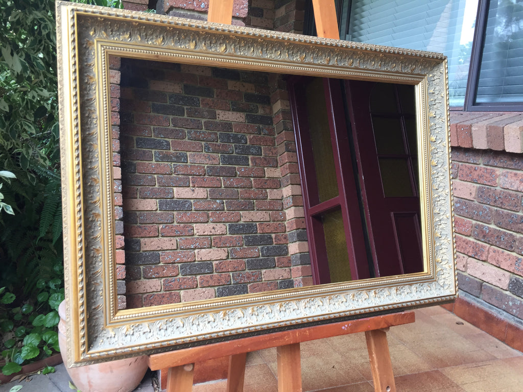 Antique Style Aged Gold Timber Framed Wall Mirror