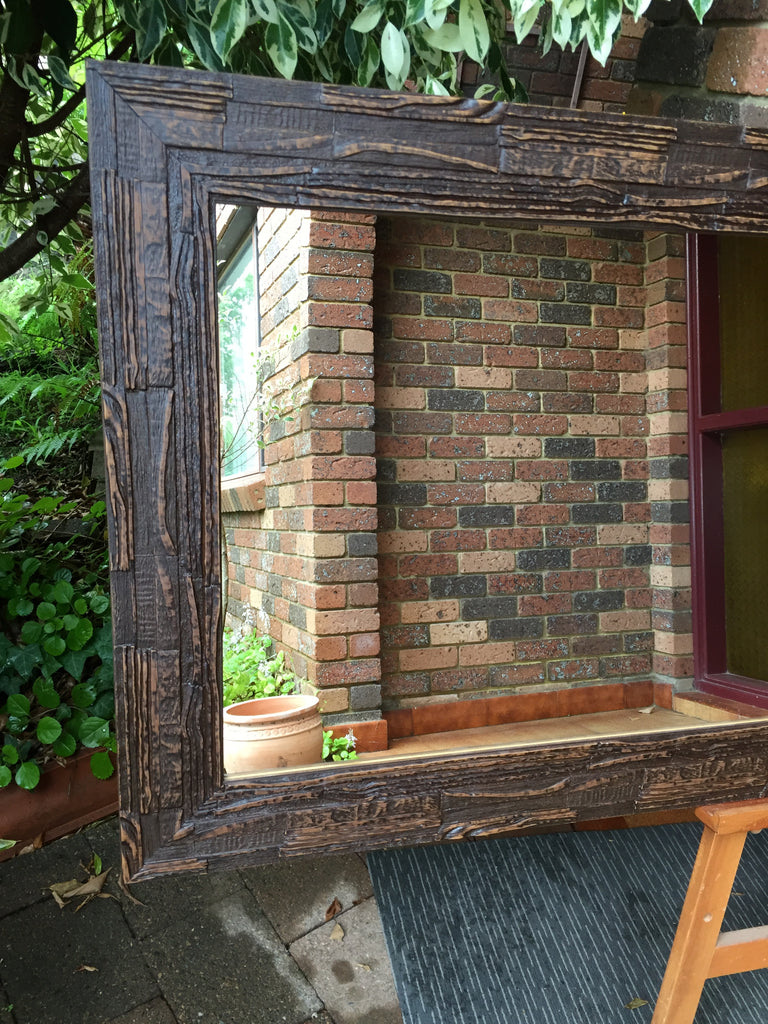 African Inspired Rustic Dark Timber Framed Mirror
