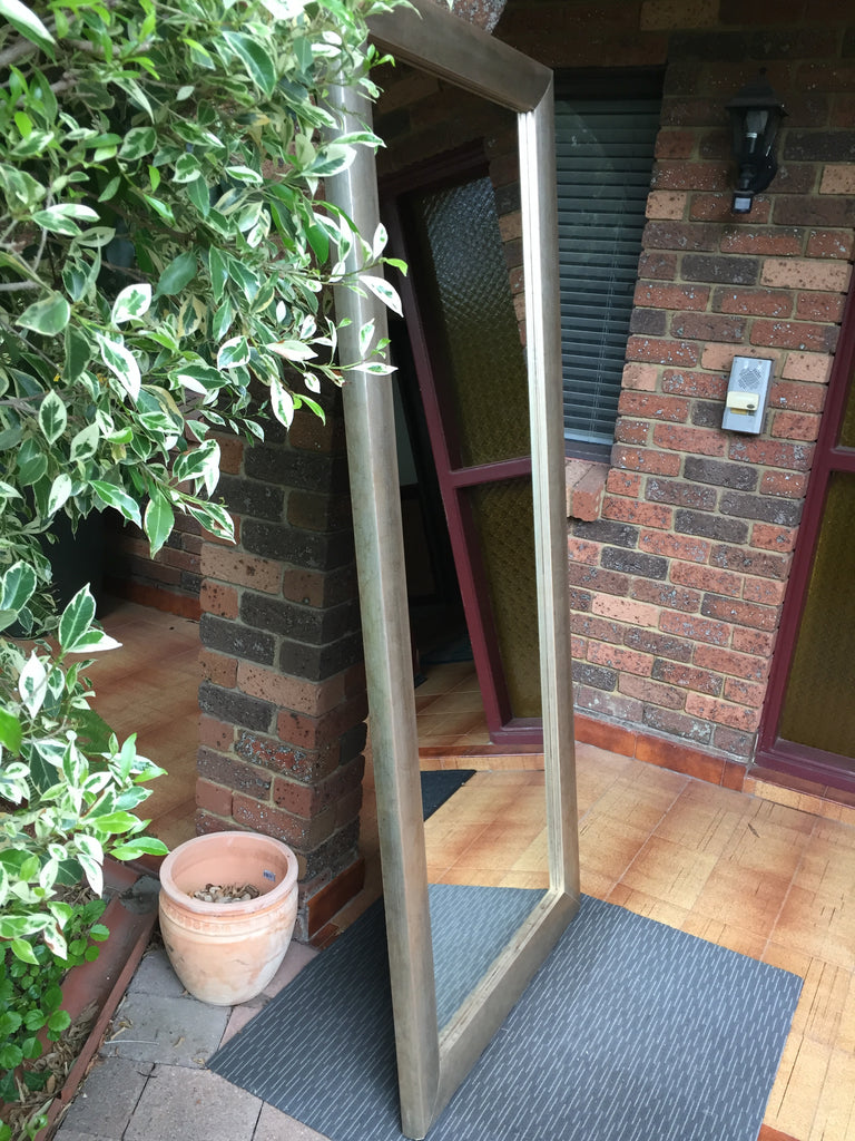 Contemporary Style Aged Tarnished Silver Colour with a Bold Chunky Style Timber Frame Mirror