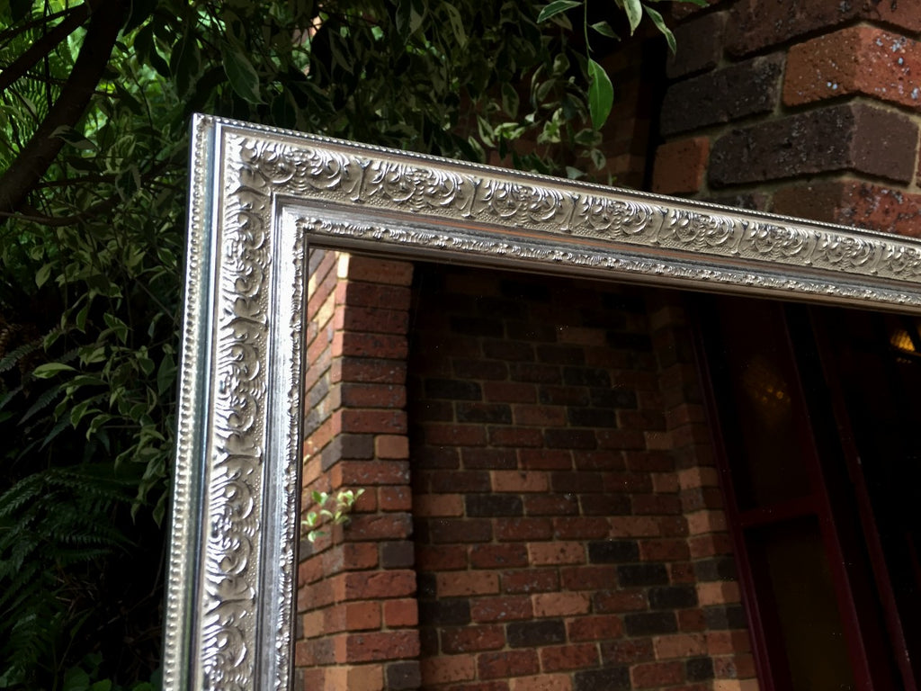 Mirror Ornate Silver Wood Frame