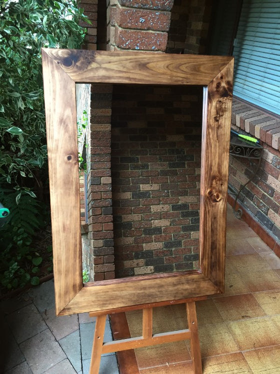 Rustic Pine Wide Timber Framed Wall Mirror