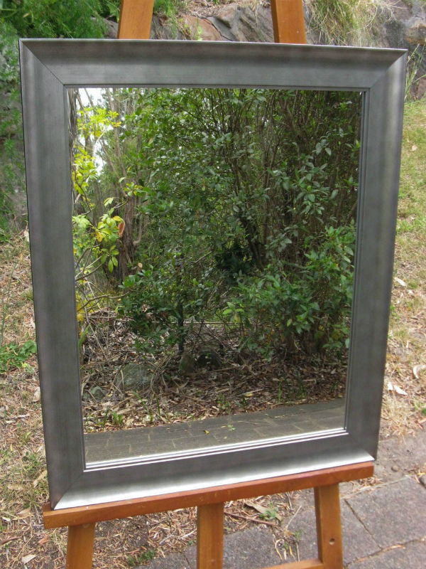 Industrial Style Silver Timber Framed Wall Mirror