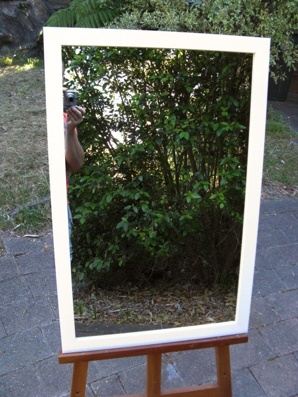 Matt White Thin Framed Timber Wall Mirror