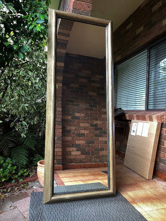 Rustic Aged Champagne Wooden Framed Mirror