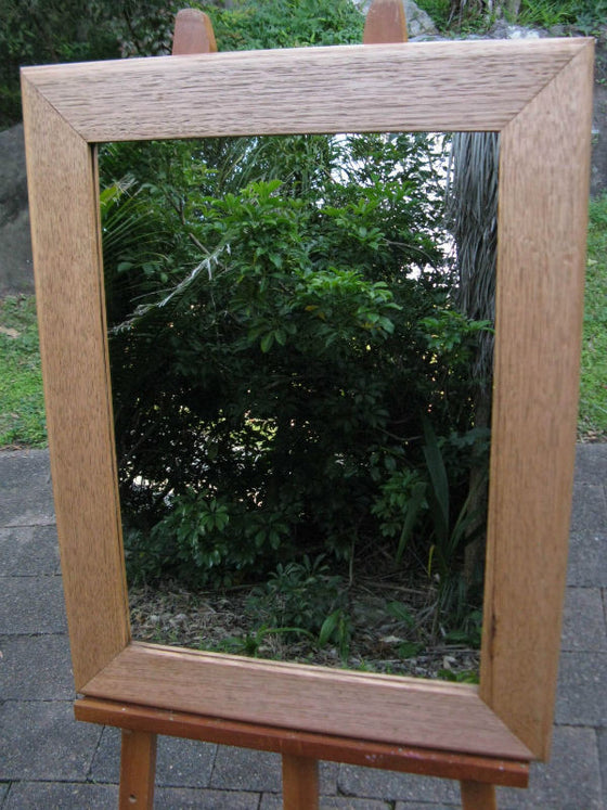 Australian Hardwood Antique Stain Tas Oak Timber Framed Wall Mirror