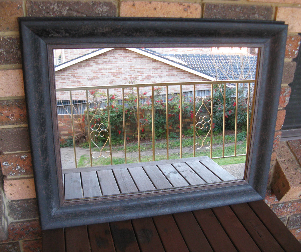 Traditional Aged Charcoal Timber Framed Wall Mirror