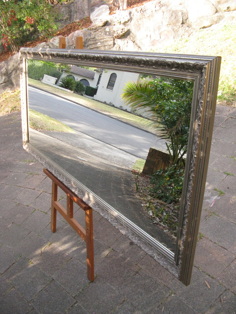 Aged Antique Look Champagne Gold Wide Timber Wood Framed Wall Mirror