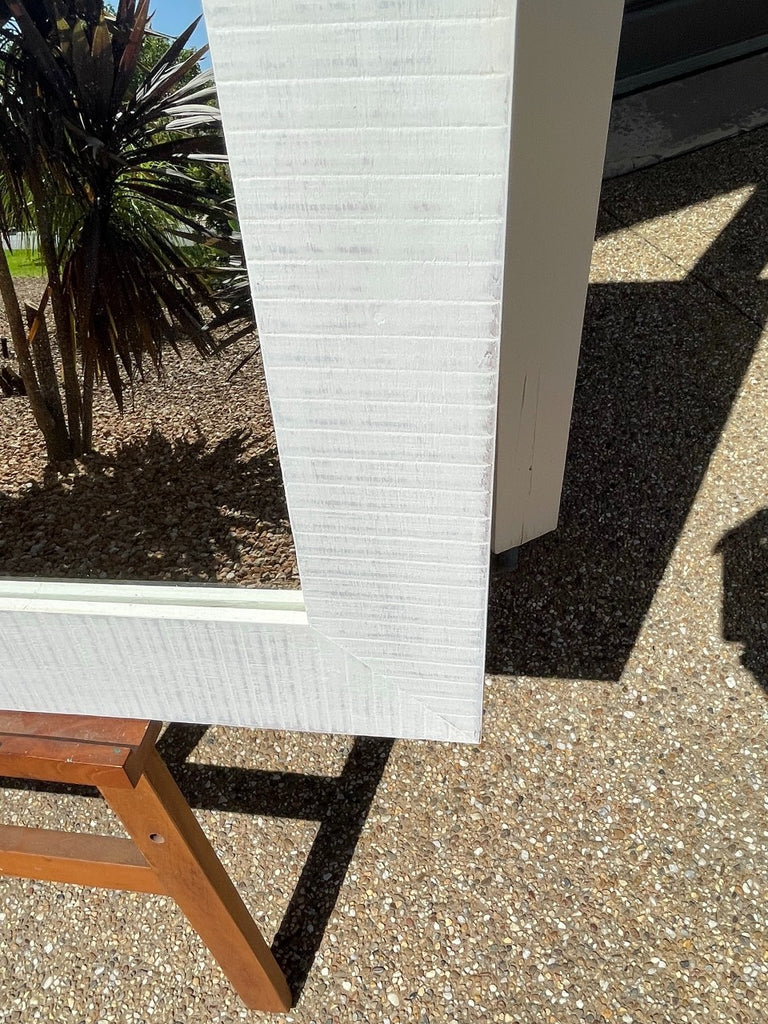 Recycled Hardwood White Mirror 100x90cm