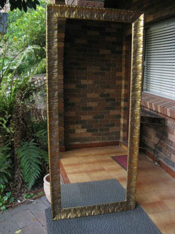 Contemporary Ornate Wave Style Aged Gold Colour Framed Mirror