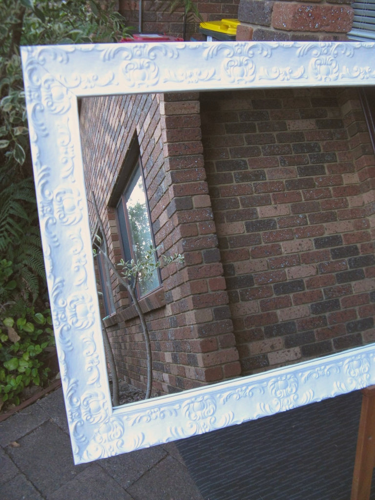 Gloss White Ornate Wood Framed Mirror