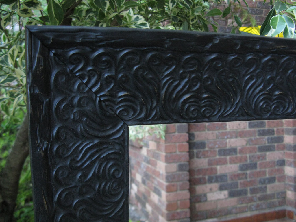 Balinese Inspired Rustic Ornate Black Wooden Frame