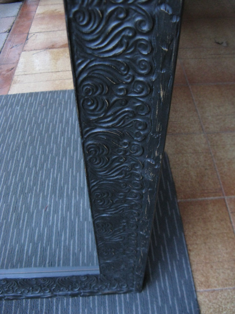 Balinese Inspired Rustic Ornate Black Wooden Frame