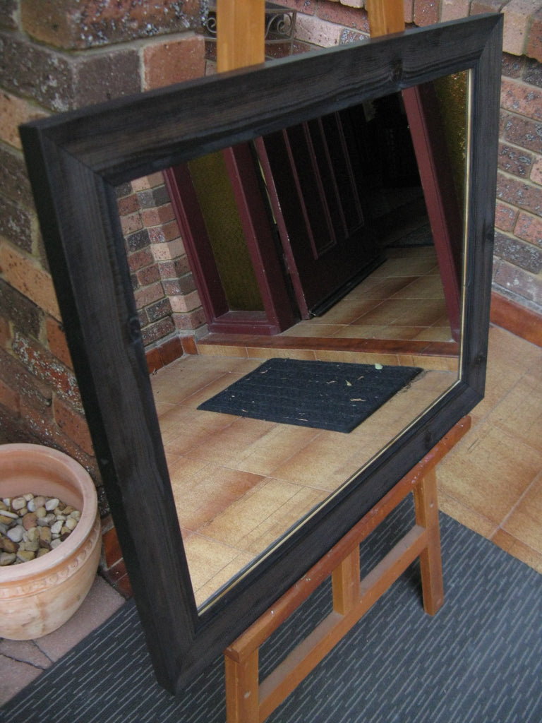 Newcastle Rustic Style Black Wash Timber Framed Wall Mirror